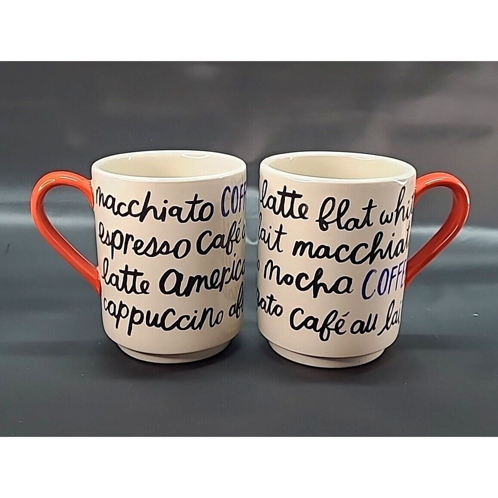 Set Of 2 Kate Spade Lenox Mugs Piping Hot Cursive Coffee Names